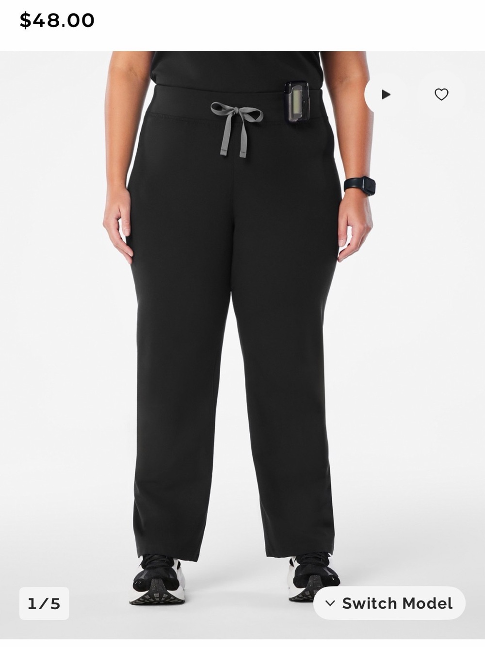 XL Tall FIGS Livingston Straight Leg Scrub Pants in Black